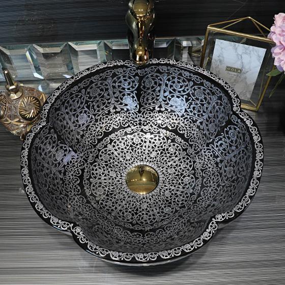 Керамическая, серая раковина для ванной 1842 фото 4