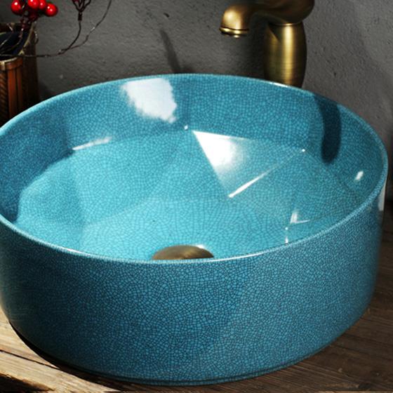 Раковина керамическая, круглая ( голубое покрытие) 1847 фото 3