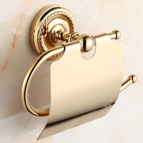 Настенный золотой держатель для бумаги в туалет 3407 фото 3