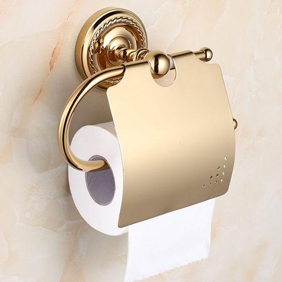 Настенный золотой держатель для бумаги в туалет 3407 фото 2