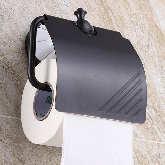 Черный настенный держатель для бумаги в туалет 3411 фото 5